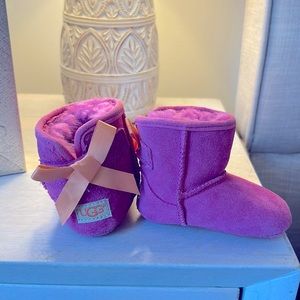UGG booties with satin bow baby girl